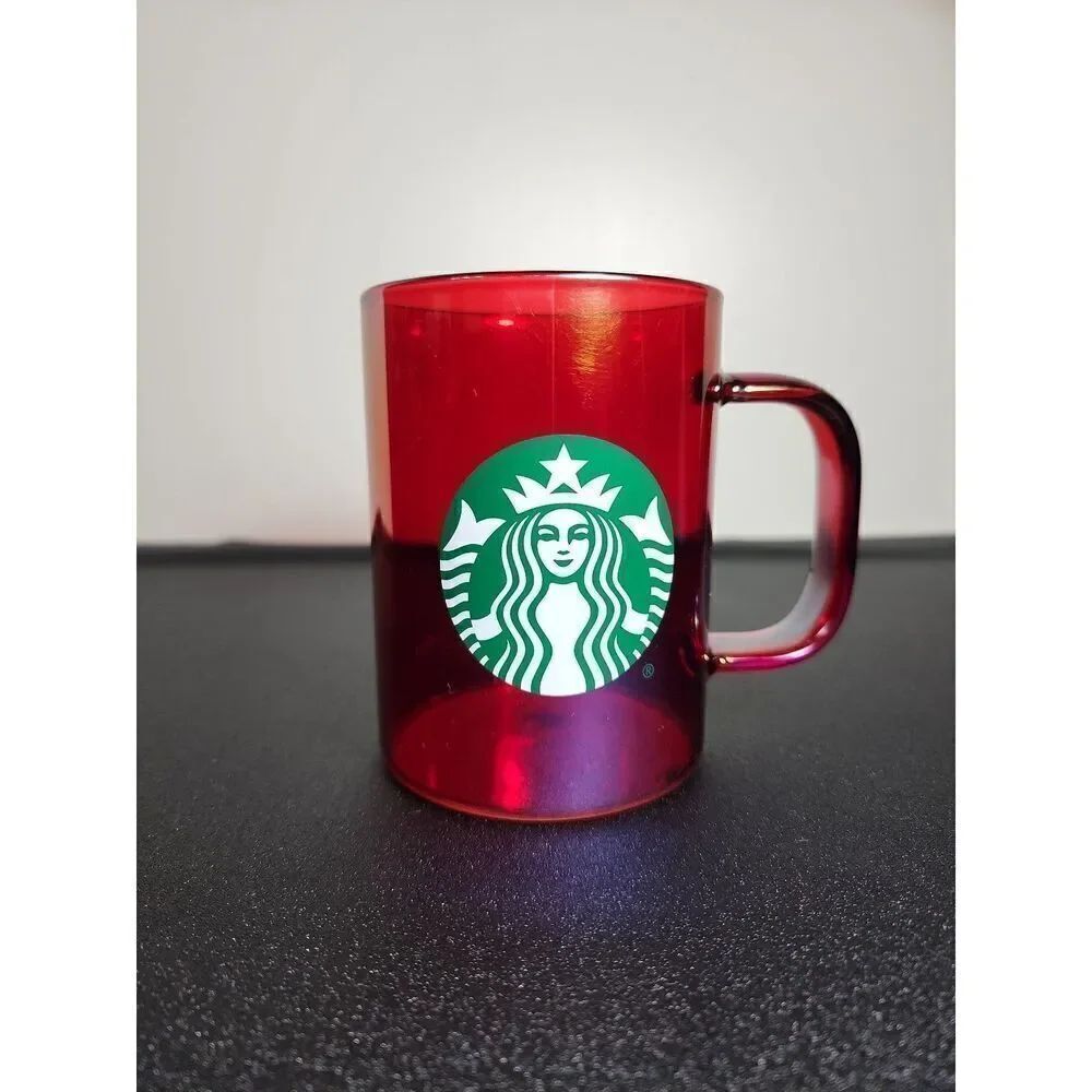 Starbucks Holiday 2019 Red Iridescent Holiday Edition Cup Glass 14 Oz